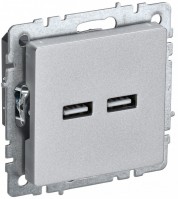 IEK Brite Base алюминий розетка USB A+A 3,1А BR-U21-D31-K47 фото