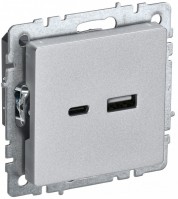 IEK Brite Base алюминий розетка USB A+C 18Вт BR-U22-018-K47 фото