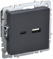 IEK Brite Base графит розетка USB A+C 18Вт BR-U22-018-K53 фото