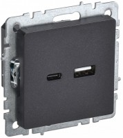 IEK Brite Base чёрный розетка USB A+C 18Вт BR-U22-018-K02 фото