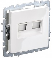 IEK Brite Base белый розетка компьютерная 2-ая RJ45 кат.6 BR-K20-2-K01 фото