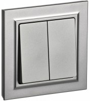 IEK Brite сталь выключатель 2- клавишный. 10А в сборе BR-V20-0-10-K46-F фото