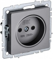 IEK Brite Base сталь розетка без заземления, со шторками, 10А BR-R13-10-K46 фото