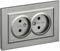 IEK Brite сталь розетка 2-я без заземления, со шторками, 10А в сборе BR-R23-10-K46-F фото
