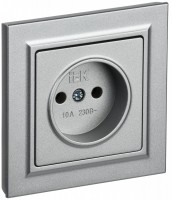 IEK Brite Base алюминий розетка без заземления, шторок, 10А в сборе BR-R10-10-K47-F фото