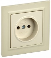 IEK Brite бежевый розетка без заземления, шторок, 10А в сборе BR-R10-10-K10-F фото
