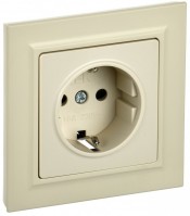 IEK Brite бежевый розетка с заземлением и шторками, 16А в сборе BR-R14-16-K10-F фото