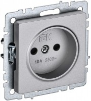 IEK Brite Base алюминий розетка без заземления, со шторками, 10А BR-R13-10-K47 фото