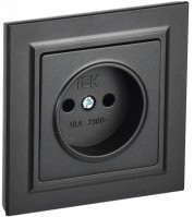 IEK Brite чёрный розетка без заземления, шторок, 10А в сборе BR-R10-10-K02-F фото