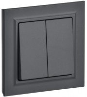 IEK Brite графит выключатель 2- клавишный. 10А в сборе BR-V20-0-10-K53-F фото