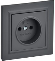 IEK Brite графит розетка без заземления, шторок, 10А в сборе BR-R10-10-K53-F фото