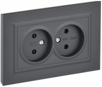 IEK Brite графит розетка 2-я без заземления, со шторками, 10А в сборе BR-R23-10-K53-F фото