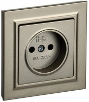 IEK Brite шампань розетка без заземления, без защитных шторок  10А в сборе BR-R10-10-K37-F фото