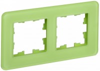 IEK Brite Decor эко грин матовый стекло скруглённые углы рамка 2-местная BR-M22-G-41-K06 фото
