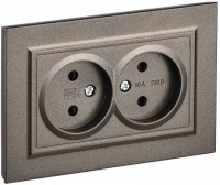 IEK Brite тёмная бронза розетка 2-я без заземления, со шторками, 10А в сборе BR-R23-10-K45-F фото