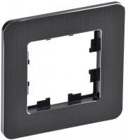 IEK Brite Decor  чёрный / алюминий металл скруглённые углы рамка 1 место BR-M12-M-21-K02 фото