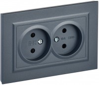 IEK Brite маренго розетка 2-я без заземления, со шторками, 10А в сборе BR-R23-10-K35-F фото