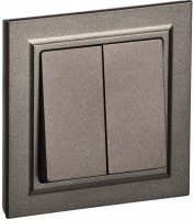 IEK Brite тёмная бронза выключатель 2- клавишный. 10А в сборе BR-V20-0-10-K45-F фото