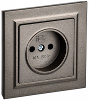 IEK Brite тёмная бронза розетка без заземления, шторок, 10А в сборе BR-R10-10-K45-F фото