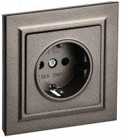 IEK Brite тёмная бронза розетка с заземлением и шторками, 16А в сборе BR-R14-16-K45-F фото
