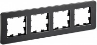 IEK Brite Decor чёрный металл скруглённые углы рамка 4 места BR-M42-M-01-K02 фото