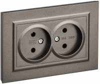 IEK Brite тёмная бронза розетка 2-я без заземления, шторок, 10А в сборе BR-R20-10-K45-F фото