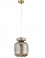 5042/1A PENDANT ODL24 309 античн.бронза/янтарный/металл/стекло/эко.кожа Подвес E27 1*60W JUGI 5042/1A фото