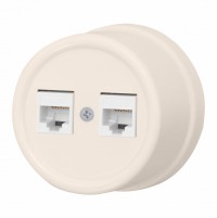BIRONI Лизетта Керамика Песочное золото Розетка RJ45 информационная двойная B1-302-04 фото