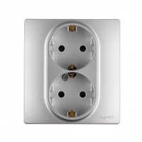 Legrand INSPIRIA Розетка 2X2К+З ШТ Алюм. 673757 фото