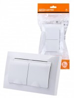 TDM Розетка двойная 2П+З с защ. шт. и крышкой 16А 250В IP44 белая 