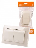 TDM Розетка двойная 2П+З с защ. шт. и крышкой 16А 250В IP44 сл. кость 