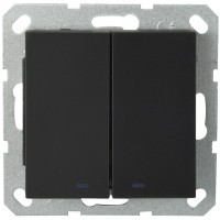 Jasmart G Черный матовый Выключатель 2-кл перекрестный с подсветкой 10A 250V~ G3023NPB фото