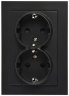 Jasmart G Черный матовый Розетка с/з двойная со шторками 16A 250V~ G5504PB фото