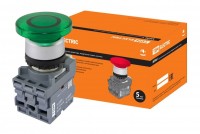 TDM Кнопка грибовидная МРМ1-11G(LED) в сборе d40мм/24B 1з+1р зеленая TDM SQ0747-0032 фото