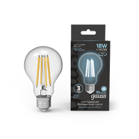 Gauss Лампа Filament А60 18W 1650lm 4100К Е27 LED 1/10/40 102902218 фото