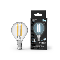Gauss Лампа Filament Шар 13W 1150lm 4100К Е14 LED 1/10/50 105801213 фото