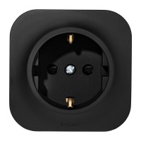 Legrand Quteo IP20 Чёрный матовый Розетка с заземлением со шторками  16А 250В винтовые зажимы накладной монтаж 782476 фото