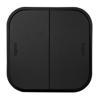 Legrand Quteo IP20 Чёрный матовый Переключатель двухклавишный 10A 250В винтовые зажимы накладной монтаж 782479 фото