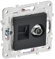 IEK SKANDY Графит Розетка двойная TV+RJ45 кат.6E SK-A15G SK-AK20-2-K53 фото