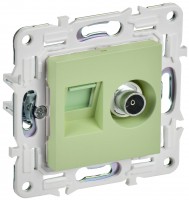 IEK SKANDY Мятный Розетка двойная TV+RJ45 кат.6E SK-A15G SK-AK20-2-K06 фото