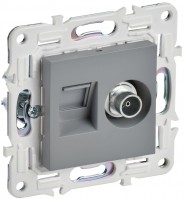 IEK SKANDY Серый Розетка двойная TV+RJ45 кат.6E SK-A15Gr SK-AK20-2-K03 фото