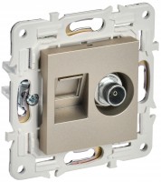 IEK SKANDY Шампань Розетка двойная TV+RJ45 кат.6E SK-A15Sh SK-AK20-2-K37 фото