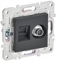 IEK SKANDY Титан Розетка двойная TV+RJ45 кат.6E SK-A15T SK-AK20-2-K48 фото
