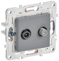 IEK SKANDY Серый Розетка двойная TV+SAT SK-A13Gr SK-AF20-O-K03 фото
