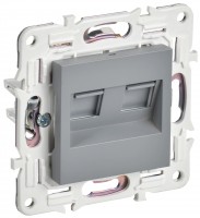 IEK SKANDY Серый Розетка компьютерная двойная RJ45 кат.6 SK-K04Gr SK-K20-2-K03 фото