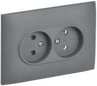 IEK SKANDY Серый Розетка 2-ая б/з 10А в сборе SK-R10Gr SK-R20-10-K03-F фото