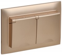 IEK SKANDY Песочный Розетка 2-ая с/з с крышкой 16А в сборе IP44 SK-R12Sa SK-R26-16-44-K98-F фото