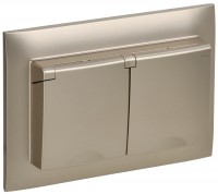 IEK SKANDY Шампань Розетка 2-ая с/з с крышкой 16А в сборе IP44 SK-R12Sh SK-R26-16-44-K37-F фото