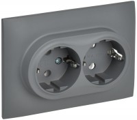 IEK SKANDY Серый Розетка 2-ая с/з без защитных шторок 16А в сборе SK-R08Gr SK-R21-16-K03-F фото