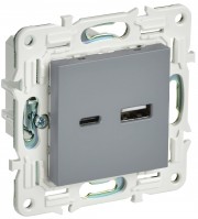 IEK SKANDY Серый Розетка USB A+C 18Вт SK-R13Gr SK-U22-018-K03 фото